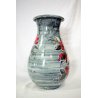 VASO Turi D'ALBISSOLA CERAMICA SMALTATA FIORI GRIGIO STRIATO ROSSO NERO POTTERY