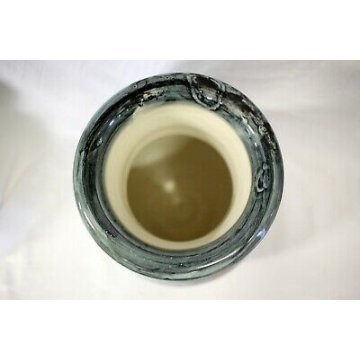 VASO Turi D'ALBISSOLA CERAMICA SMALTATA FIORI GRIGIO STRIATO ROSSO NERO POTTERY