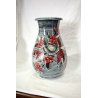 VASO Turi D'ALBISSOLA CERAMICA SMALTATA FIORI GRIGIO STRIATO ROSSO NERO POTTERY
