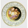 GRANDE PIATTO PORCELLANA POLICROMA TESA BASSORILIEVO CAPODIMONTE '40/'50 NAPOLI
