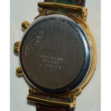 ANTICO OROLOGIO POLSO Pryngeps CHRONO Valjoux 7768 FASI LUNARI PLAQUE OR WATCH