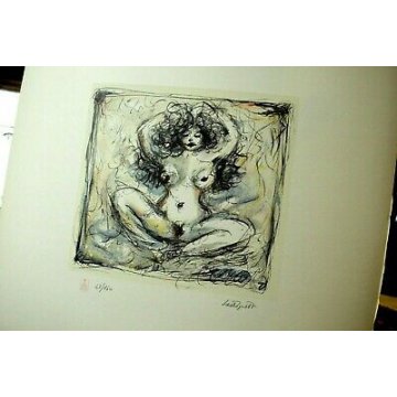  DISEGNO DIPINTO STAMPA GIANNI CASTAGNETO TORINO NUDO EROTICO DONNA 42/160 