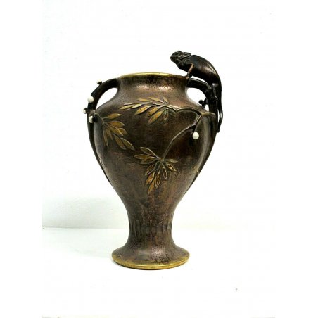 VASO BIANSATO ANFORA URNA CERAMICA CHAMALEON VASE Paul Dachsel Turn Teplitz 1906
