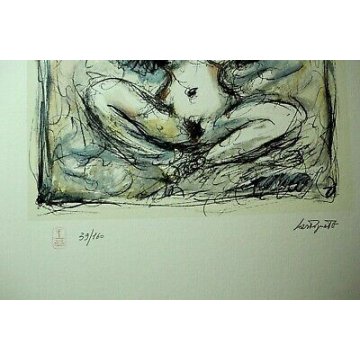  DISEGNO DIPINTO STAMPA GIANNI CASTAGNETO TORINO NUDO EROTICO DONNA 39/160 