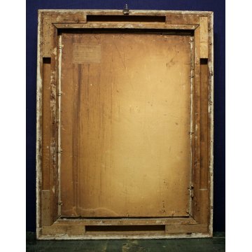 ANTICO QUADRO DIPINTO G. Cavasanti OLIO TAVOLA META'900 CASCINA CORTILE CORNICE