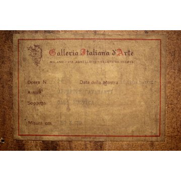 ANTICO QUADRO DIPINTO G. Cavasanti OLIO TAVOLA META'900 CASCINA CORTILE CORNICE