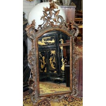 ANTICA SPECCHIERA LIBERTY 900 CORNICE SPECCHIO OLD GOLDEN MIRROR LEGNO QUADRO 