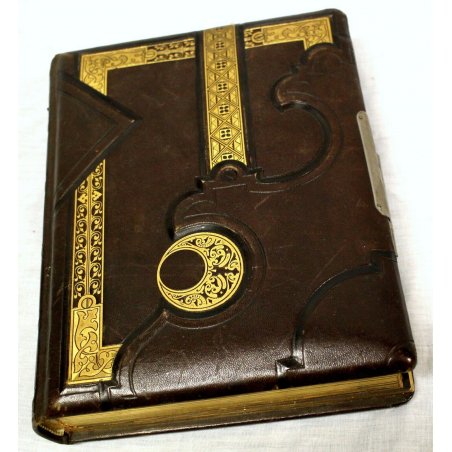 ANTICO ALBUM FOTOGRAFICO LIBERTY in PELLE  FAMILY PHOTO ALBUM BROWN LEATHER 1889