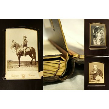 ANTICO ALBUM FOTOGRAFICO LIBERTY in PELLE  FAMILY PHOTO ALBUM BROWN LEATHER 1889