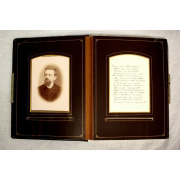 ANTICO ALBUM FOTOGRAFICO LIBERTY in PELLE  FAMILY PHOTO ALBUM BROWN LEATHER 1889