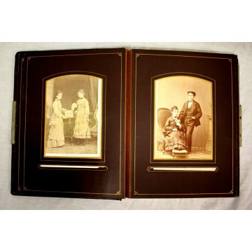 ANTICO ALBUM FOTOGRAFICO LIBERTY in PELLE  FAMILY PHOTO ALBUM BROWN LEATHER 1889