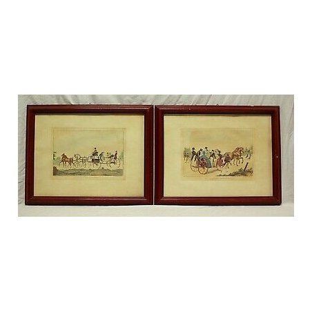 COPPIA ANTICHE LITOGRAFIE A COLORI FRANCESI H. Roulandson  B.Colnaghi ed London