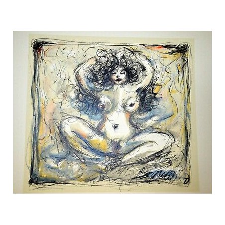  DISEGNO DIPINTO STAMPA GIANNI CASTAGNETO TORINO NUDO EROTICO DONNA 36/160 