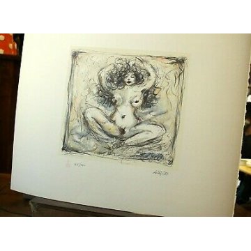  DISEGNO DIPINTO STAMPA GIANNI CASTAGNETO TORINO NUDO EROTICO DONNA 35/160 