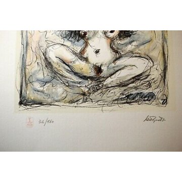  DISEGNO DIPINTO STAMPA GIANNI CASTAGNETO TORINO NUDO EROTICO DONNA 34/160 