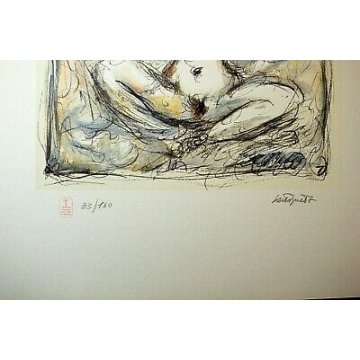  DISEGNO DIPINTO STAMPA GIANNI CASTAGNETO TORINO NUDO EROTICO DONNA 33/160 