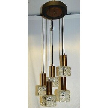 ANTICO LAMPADARIO CASCATA VETRO 1970 DESIGN Stilnovo LAMPADA OLD HANGING LAMP