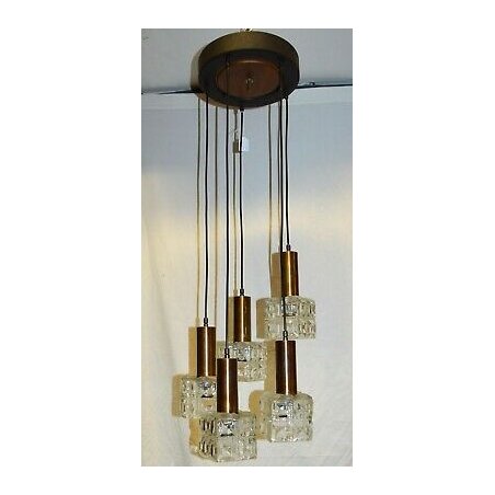 ANTICO LAMPADARIO CASCATA VETRO 1970 DESIGN Stilnovo LAMPADA OLD HANGING LAMP