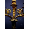 COPPIA ANTICO CANDELABRO ANTIMONIO OTTONE DORATO IMPERO fine '800 ELETTRIFICATO