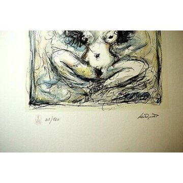  DISEGNO DIPINTO STAMPA GIANNI CASTAGNETO TORINO NUDO EROTICO DONNA 31/160 