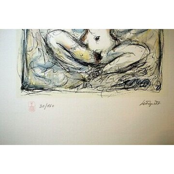  DISEGNO DIPINTO STAMPA GIANNI CASTAGNETO TORINO NUDO EROTICO DONNA 30/160 