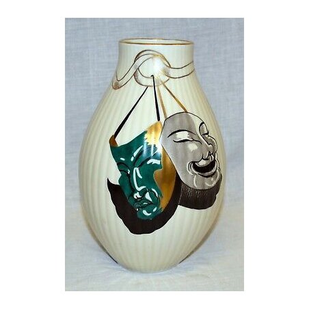 ANTICO VASO Sci LAVENO VERBANO CERAMICA GUIDO ANDLOVITZ MASCHERA CARNEVALE ORO