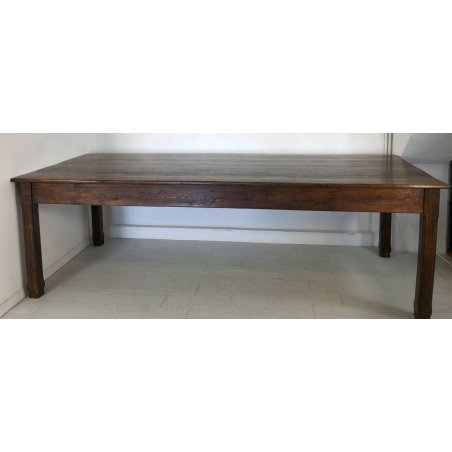 ANTICO GRANDE TAVOLO PRIMI 900 ABETE MASSELLO GAMBA QUADRATA PRANZO RIUNIONI OLD