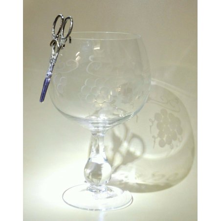 ANTICA GRANDE COPPA CRISTALLO FORBICI DENMARK HANS JENSEN UVA SCISSOR ARGENTO