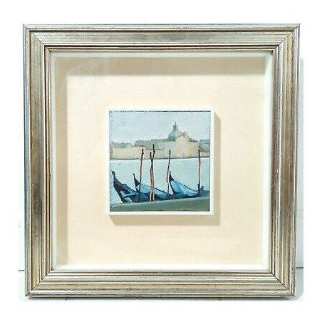DIPINTO SERGIO GIANNINI SCORCIO VENEZIA GONDOLE LAGUNA QUADRO OLIO CANALE 1987