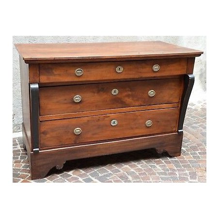ANTICO COMO IMPERO 3 CASSETTI epoca 800 legno NOCE CASSETTONE mobile CASSETTIERA