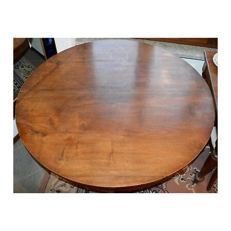 GRANDE ANTICO TAVOLO IMPERO ROTONDO ø140 legno NOCE allungabile EPOCA 800 TABLE