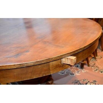 GRANDE ANTICO TAVOLO IMPERO ROTONDO ø140 legno NOCE allungabile EPOCA 800 TABLE