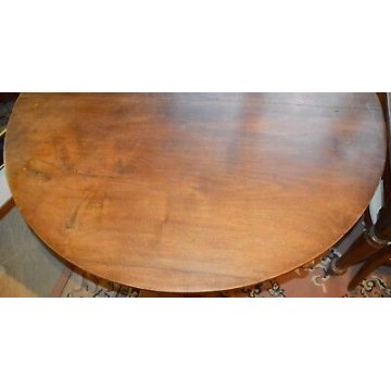 GRANDE ANTICO TAVOLO IMPERO ROTONDO ø140 legno NOCE allungabile EPOCA 800 TABLE