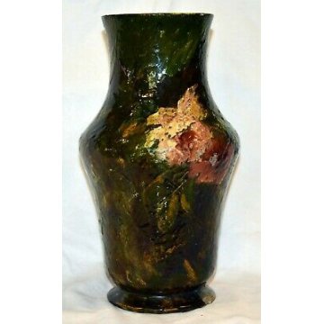 ECCEZIONALE ANTICO VASO CERAMICA MAIOLICA VETRIFICATA FIRMATO DIPINTO 1600 /1700