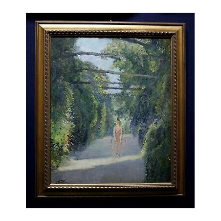 ANTICO QUADRO Cesare Fratino OLIO SU TAVOLA '900 PERGOLATO POSTIMPRESSIONIMO    