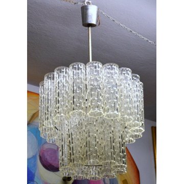 LAMPADARIO TRONCHI Toni Zuccheri VENINI  60 OLD ICE GLASS CHANDELIER corteccia