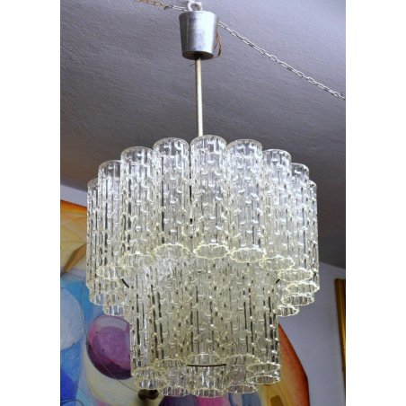 LAMPADARIO TRONCHI Toni Zuccheri VENINI  60 OLD ICE GLASS CHANDELIER corteccia