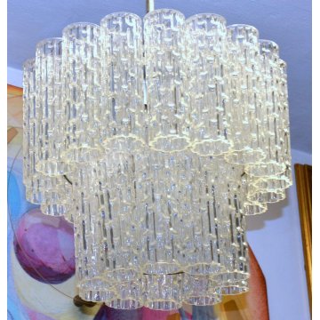 LAMPADARIO TRONCHI Toni Zuccheri VENINI  60 OLD ICE GLASS CHANDELIER corteccia