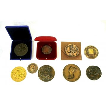 LOTTO 9 MEDAGLIE MEDALS BRONZO NUMISMATICA M.Mascherini Johnson Mistruzzi EPOCA