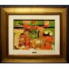 QUADRO DIPINTO OLIO TAVOLA Cozzi '80 IPERCROMATISMO ASTRATTO PAESAGGIO PERIFERIA