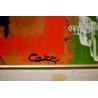 QUADRO DIPINTO OLIO TAVOLA Cozzi '80 IPERCROMATISMO ASTRATTO PAESAGGIO PERIFERIA