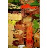 QUADRO DIPINTO OLIO TAVOLA Cozzi '80 IPERCROMATISMO ASTRATTO PAESAGGIO PERIFERIA