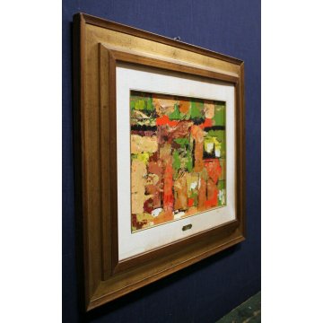 QUADRO DIPINTO OLIO TAVOLA Cozzi '80 IPERCROMATISMO ASTRATTO PAESAGGIO PERIFERIA