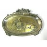 PICCOLO VASSOIO SILVERPLATED FUCILE CACCIA BASSORILIEVO CANI BASSOTTI DACHSHUND