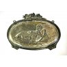 PICCOLO VASSOIO SILVERPLATED FUCILE CACCIA BASSORILIEVO CANI BASSOTTI DACHSHUND