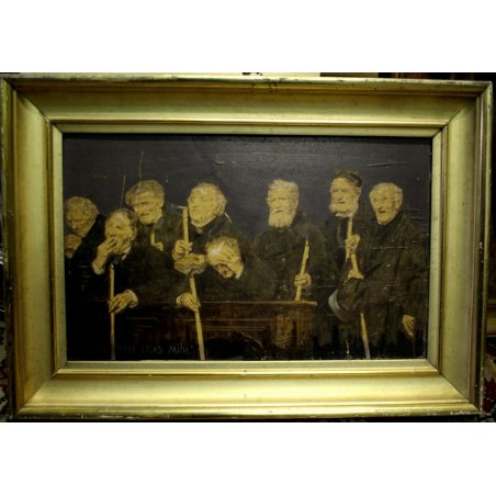 QUADRO COLLAGE TAVOLA Gilardi Pier Celestino Hodie mihi cras tibi  '900 CORNICE 