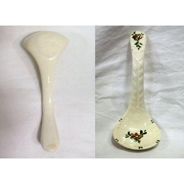 ANTICO VASO CERAMICA INSALATIERA MACEDONIA CON CUCCHIAIO SEVRES PRIMI '900 FIORI