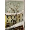 DIPINTO Antonello Zecca ACQUERELLO PAESAGGIO NEVE MILANO SCOMPARSA Via Magolfa
