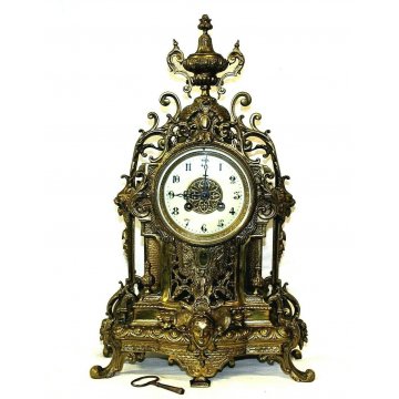 ANTICO OROLOGIO TAVOLO PARIGINA STILE IMPERO BRONZO DORATO ITALIA SUONERIA ORE