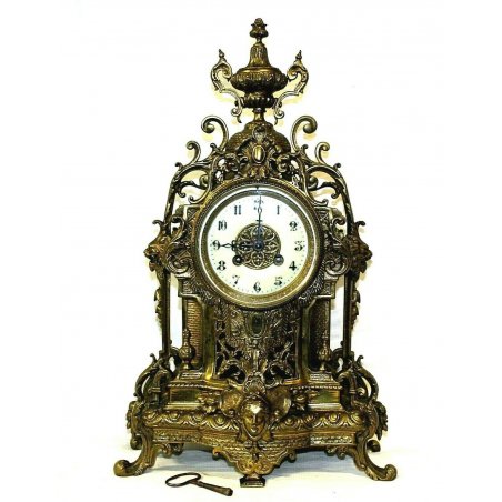 ANTICO OROLOGIO TAVOLO PARIGINA STILE IMPERO BRONZO DORATO ITALIA SUONERIA ORE